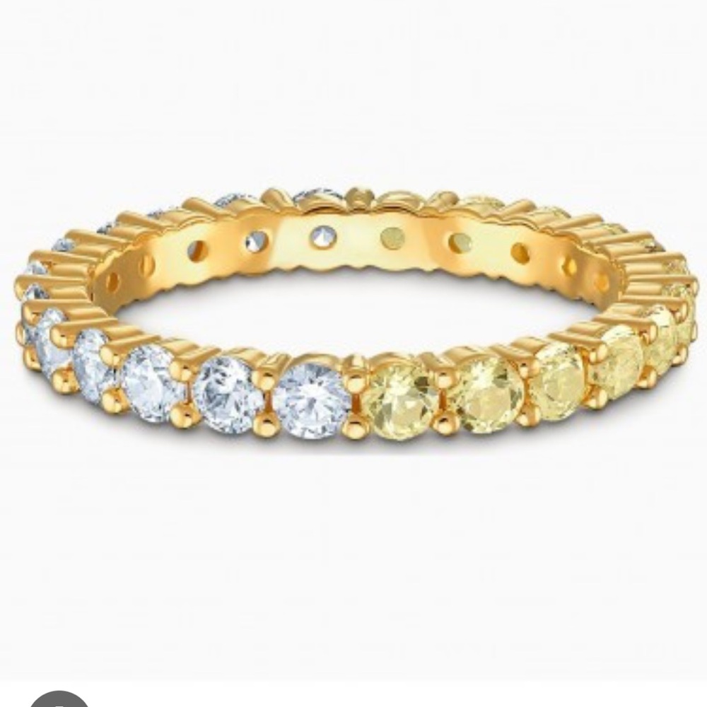 Swarovski large stones Vittore Half ring gold plated size 58
